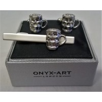 Mini Car Rhodium Plated Cufflinks in Gift Box Onyx-Art London CK185 