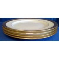 MINTON H1346 PATTERN 22.5cm BREAKFAST PLATES (set of four with worn gilding) 