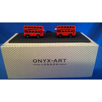 ONYX-ART CUFFLINK SET - DOUBLE DECKER BUS